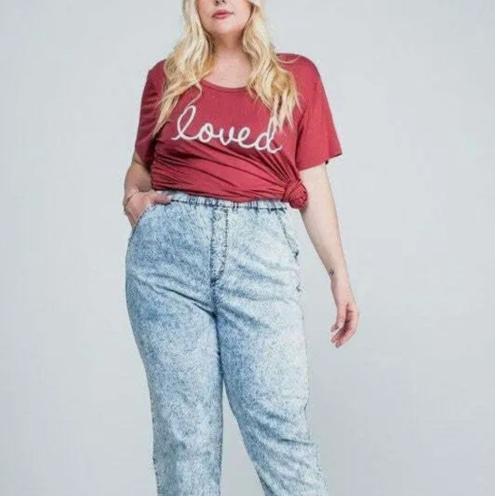 Women's Plus Size Wash Denim Joggers Acid